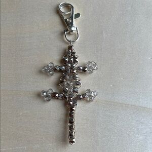 Beaded Lizard Keychain Charm in Silver